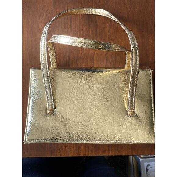 Vintage Mr. Bonhomme Gold Cocktail Dinner Evening Bag Lame Leather Small Handbag - Picture 1 of 7